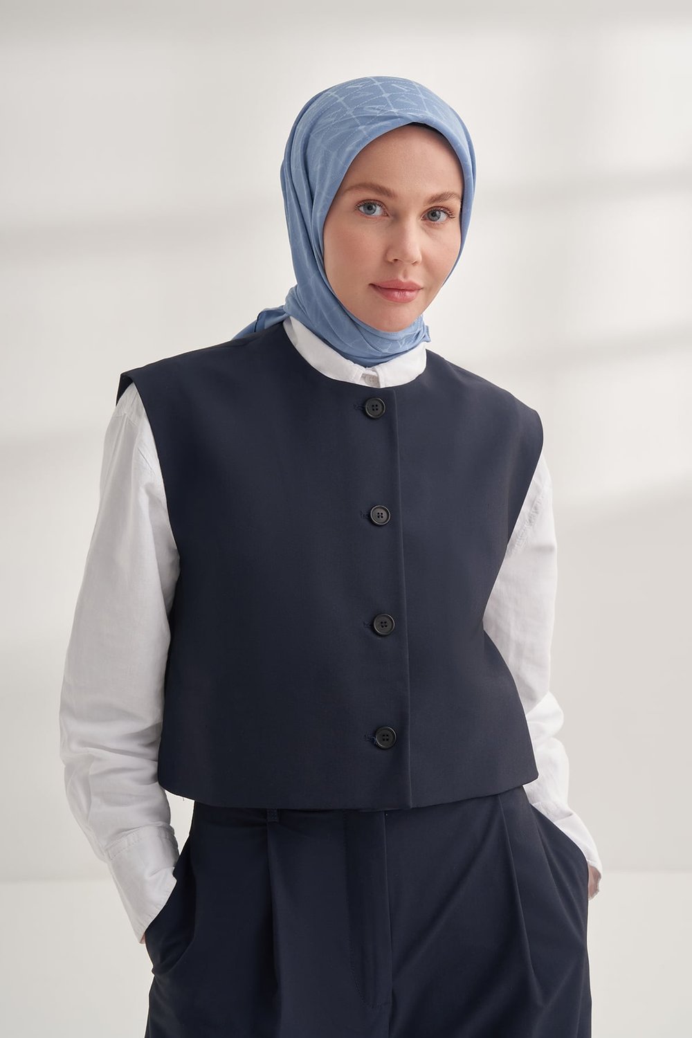 SEHER A DESEN EŞARP - KOT MAVİSİ