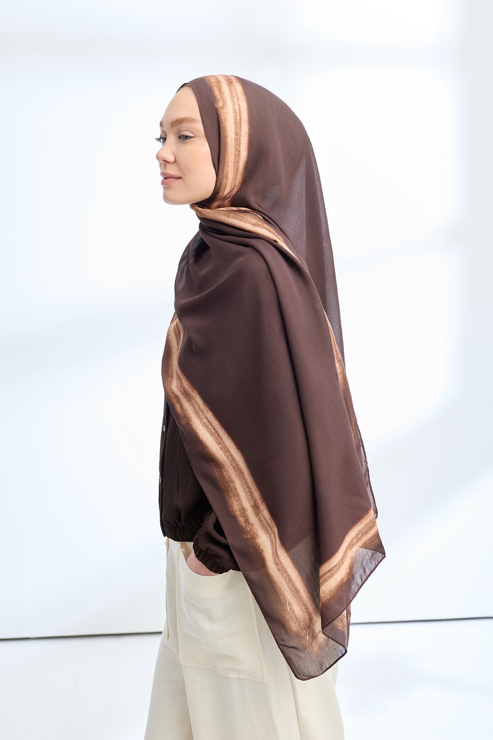 SOFT BLUSH FLOŞ VİSKON ŞAL - ACI KAHVE