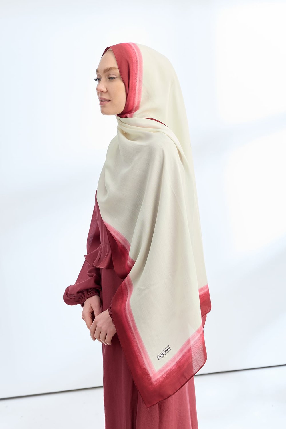 SOFT BLUSH FLOŞ VİSKON ŞAL - BEJ - BORDO