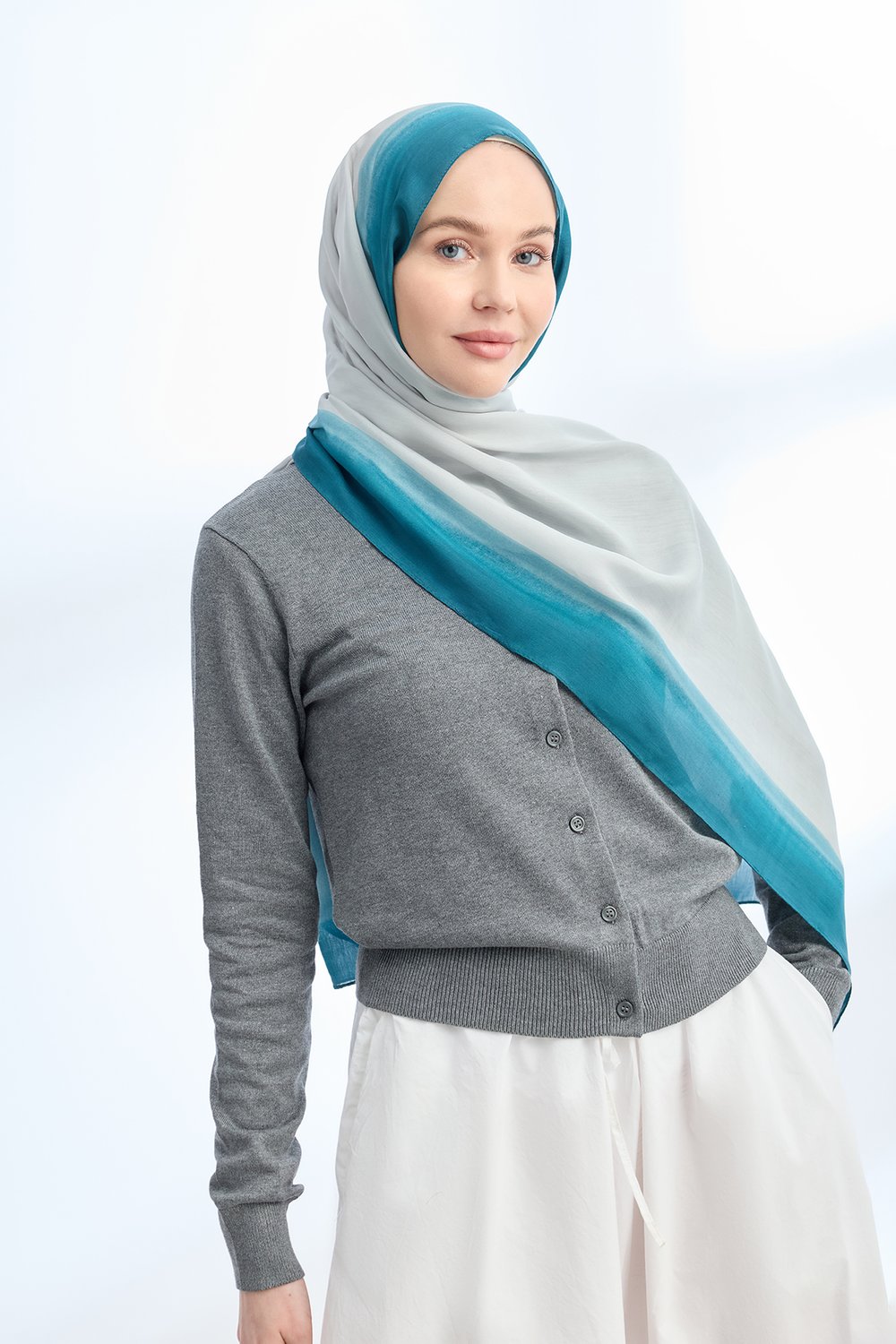 SOFT BLUSH FLOŞ VİSKON ŞAL - KREM - PETROL YEŞİLİ