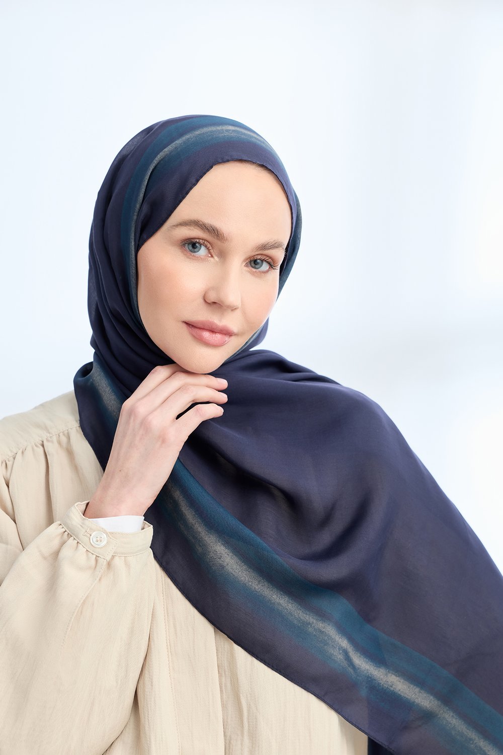 SOFT BLUSH FLOŞ VİSKON ŞAL - LACİVERT - PETROL