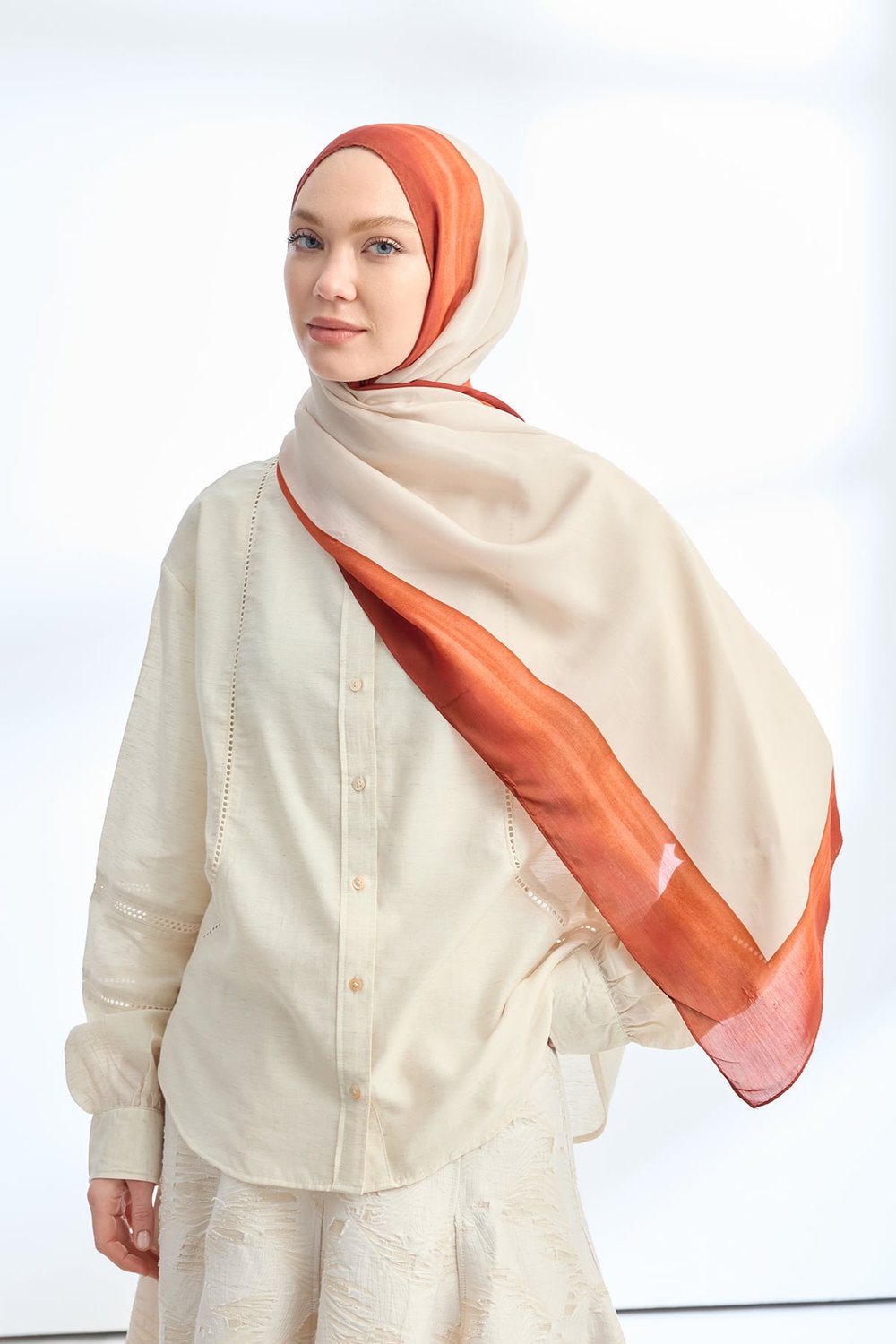 SOFT BLUSH FLOŞ VİSKON ŞAL - TAŞ - KİREMİT