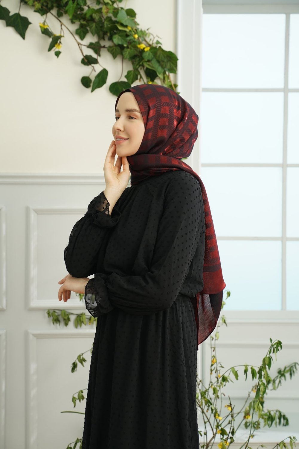 ZİNCİR DESEN ŞAL - KIRMIZI