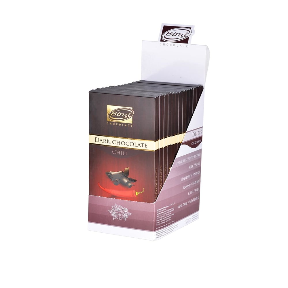 Acı Biberli Bitter Tablet Çikolata (100 G / 12Adet)