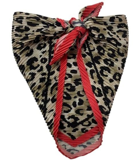 Piliseli Leopar Desenli Kadın Saç Aksesuarı, Fular, Bandana