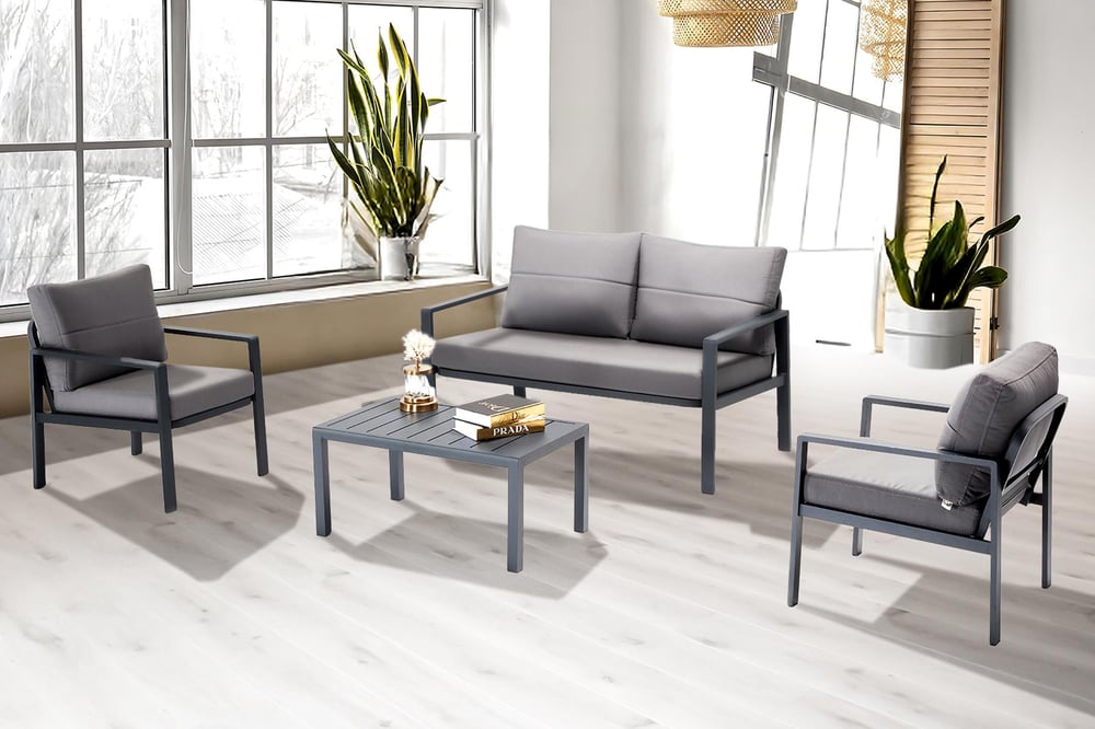 Siena Bahçe Balkon Alüminyum Oturma Grubu 2+1+1+Sehpa Oturma Grupları  Erinöz