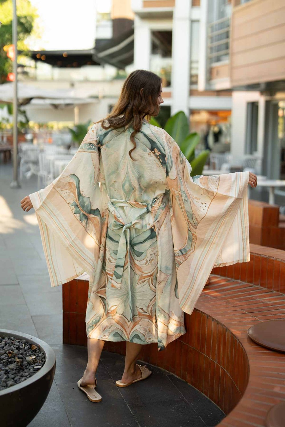 Desenli Japon Kadın Kimono