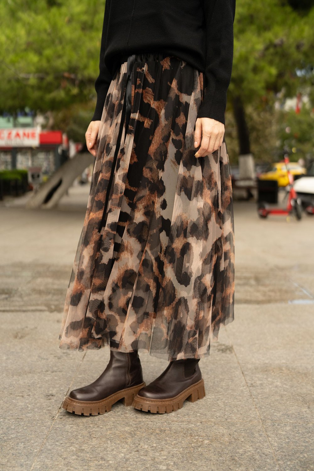 Leopar Desen Tütü Etek