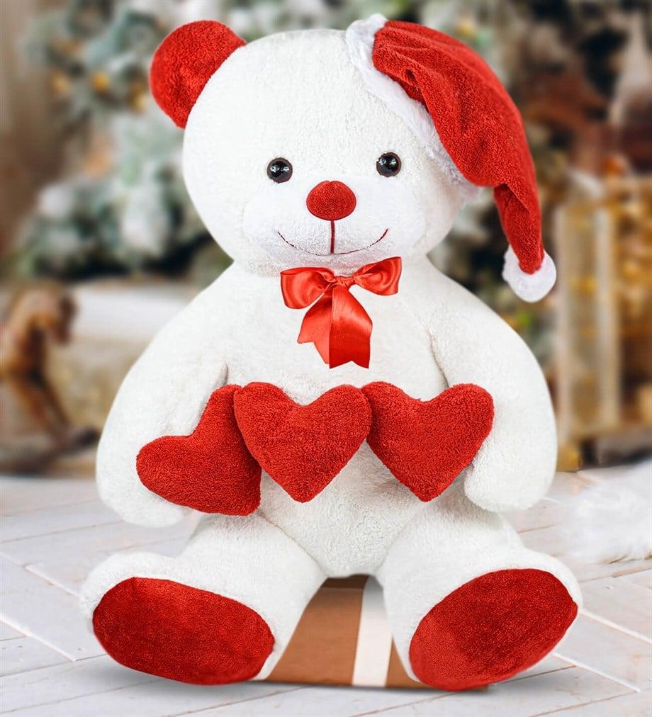 Yılbaşı Özel 90 cm Üç Kalpli Noel Ayıcığı Özgüner Oyuncak