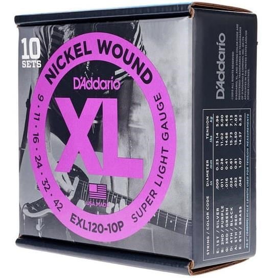 Daddario EXL120-B25 (25 Set) Elektro Gitar Tel Seti Xl 9-42 Nickel