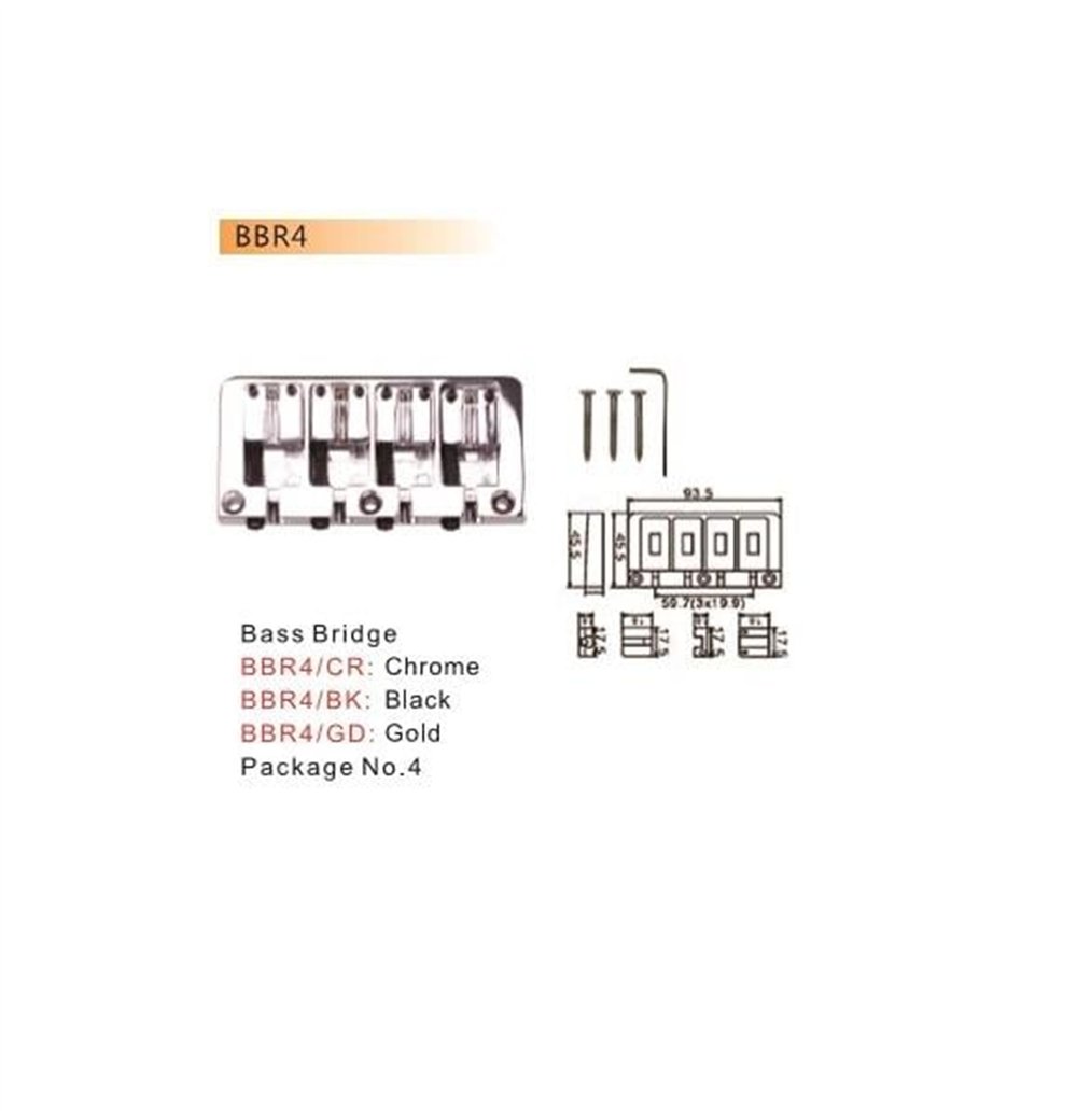 Dr. Parts BBR4CR Bas Gitar Köprüsü (4 Telli, Krom)