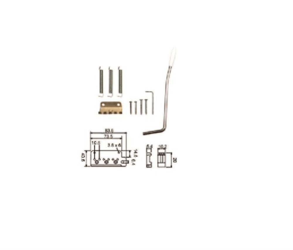 Dr. Parts EBR2CR Elektro Tremolo Köprü + Kol Seti (4 Vida) (Krom)