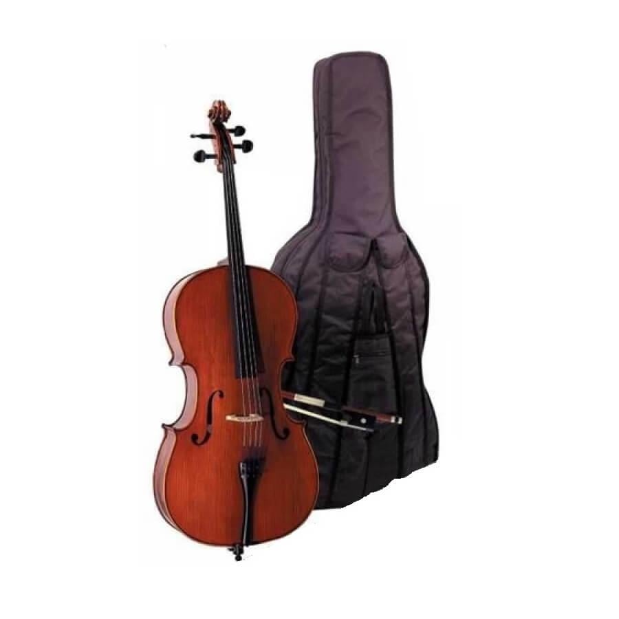 Valencia CE160F12 Çello (Kılıf+Yay) 1/2 Karartılmış Akçaağaç