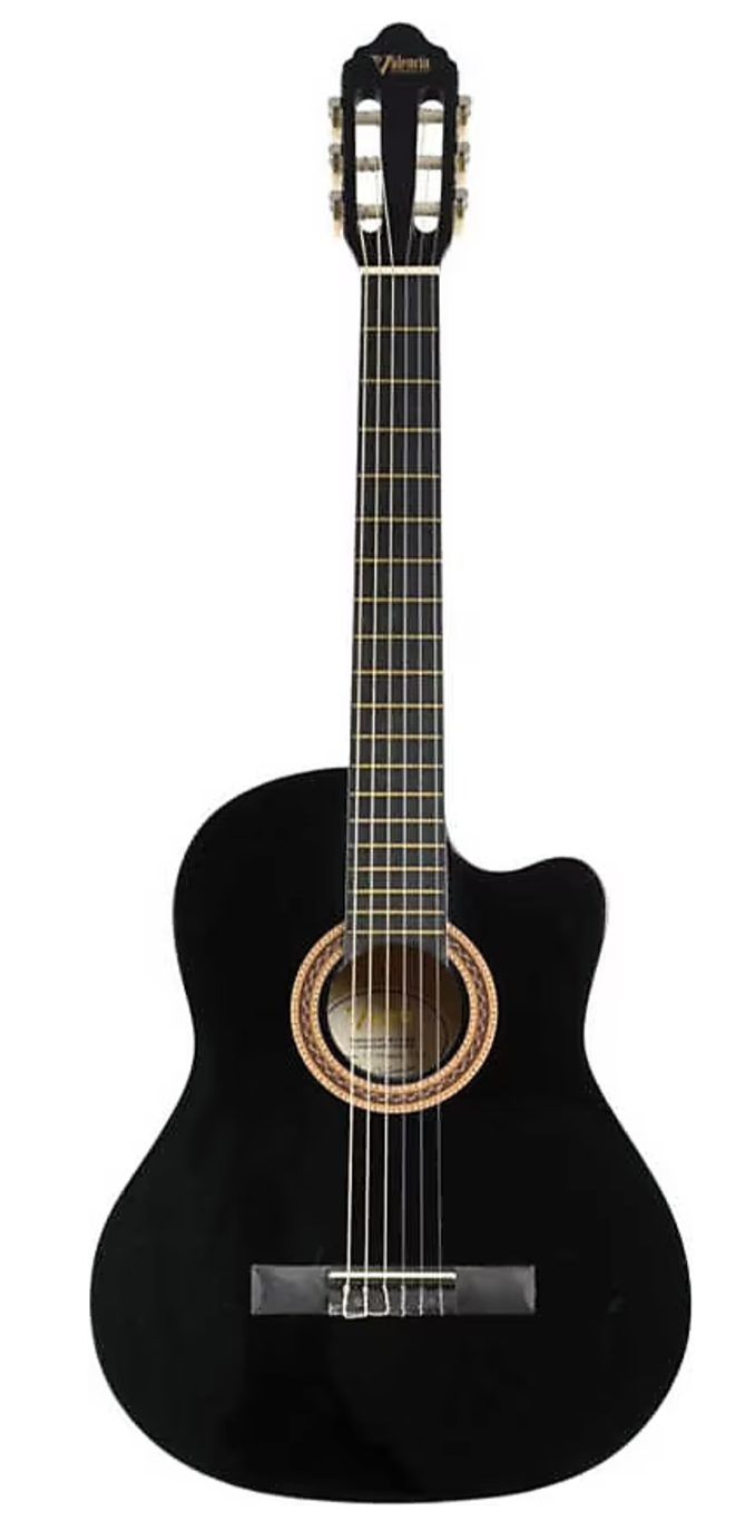 Valencia VC104TCEBK Elektro Klasik Gitar 4/4 Siyah Sap Çelikli