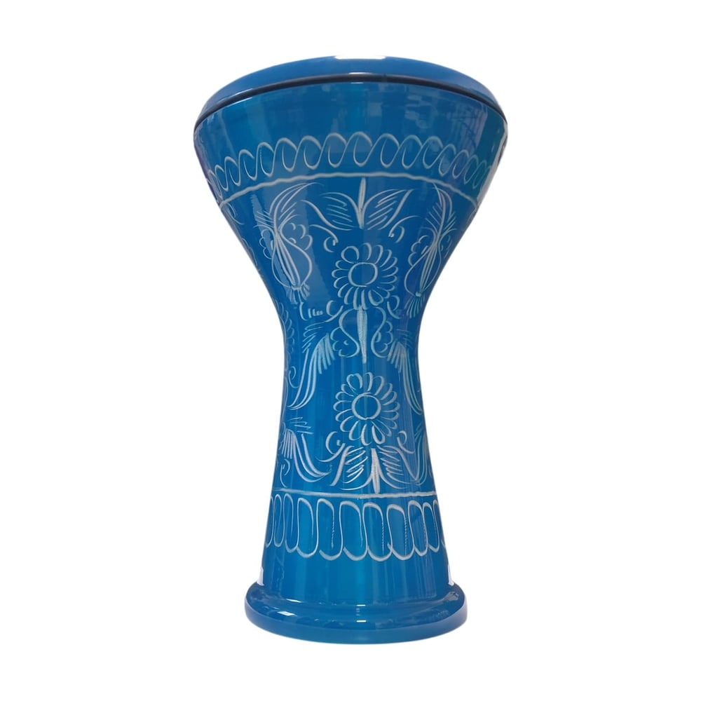 VD Darbuka Desenli Mavi 22 cm 8 Vidalı Alüminyum