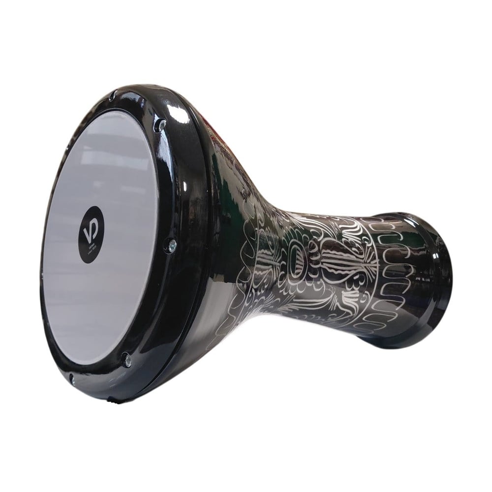 VD Darbuka Desenli Siyah 22 cm 8 Vidalı Alüminyum