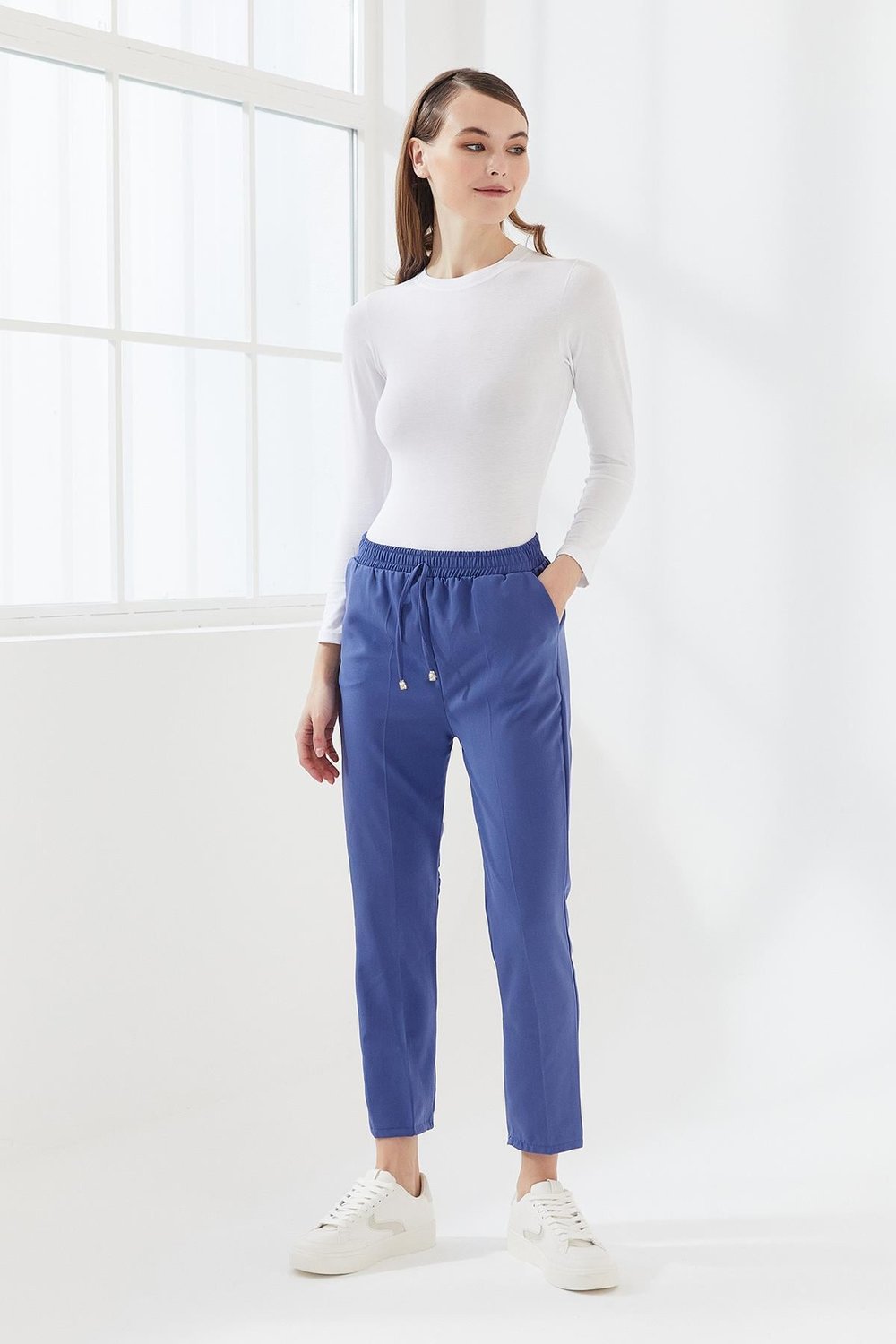 DADALİ Beli Lastikli Cepli Pantolon Saks