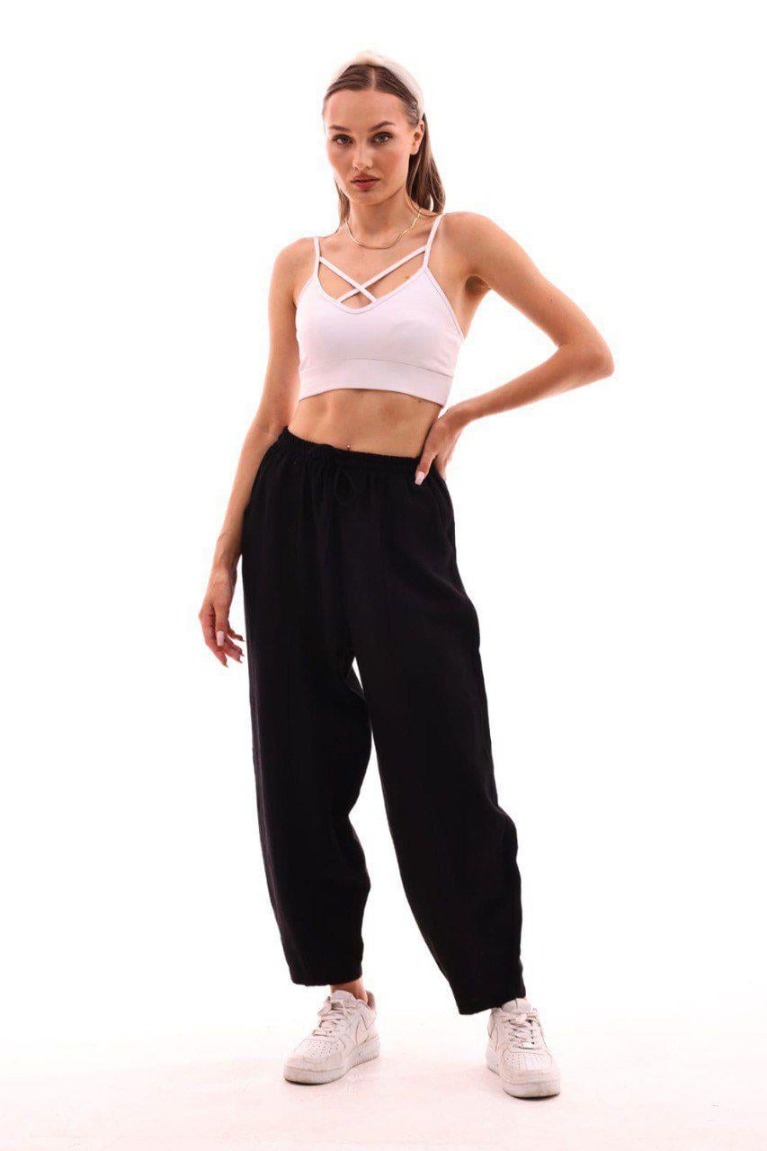 DADALİ Beli Lastikli Şalvar Pantolon Siyah