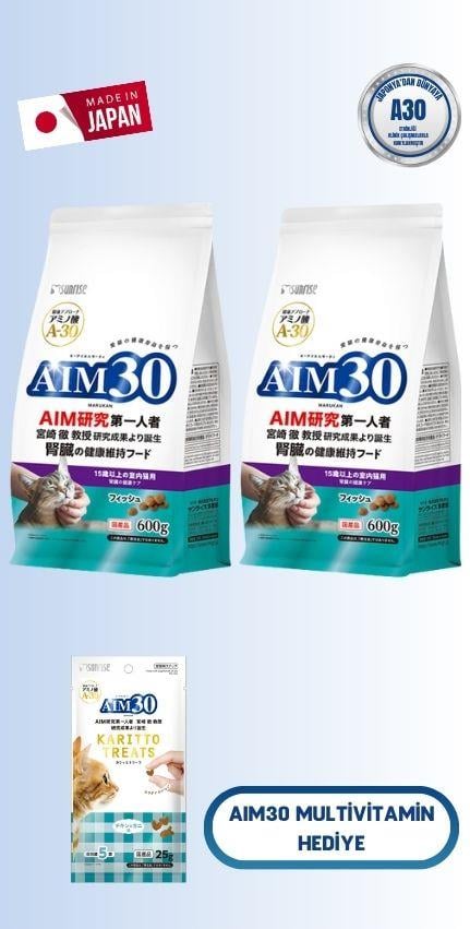 AIM302'li 15 YAŞLI KEDİ MAMASI BALIKLI, MULTİVİTAMİN HEDİYELİ