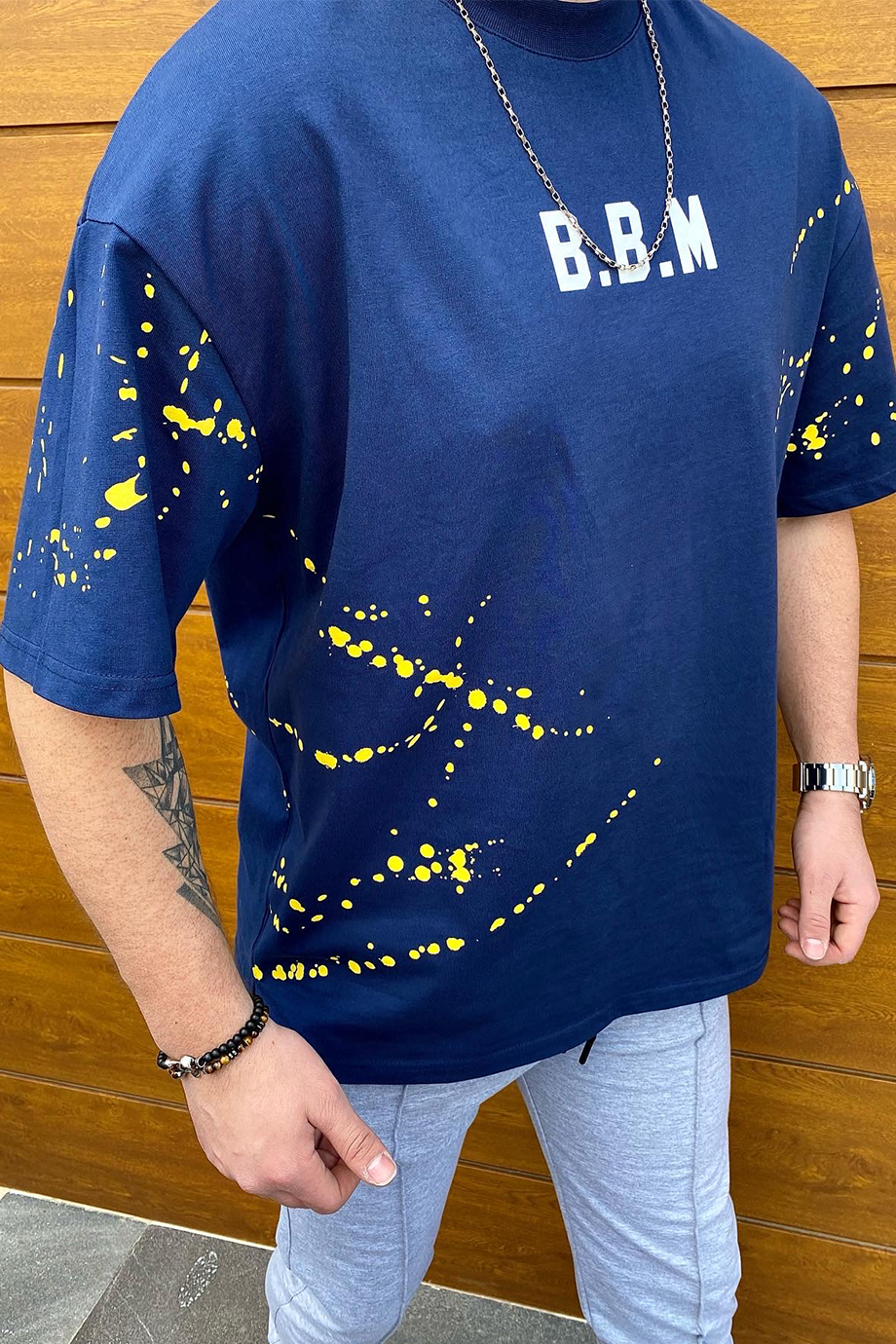 BBM BASKILI OVERSIZE LACİVERT T-SHİRT