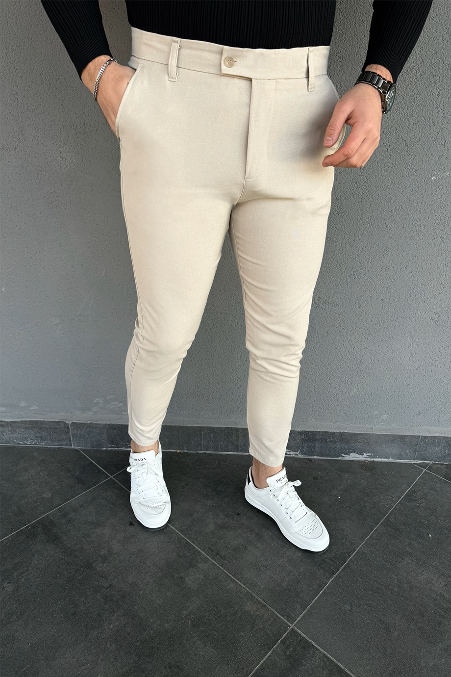 BEJ İTALYAN KESİM SLİM FİT PANTALON