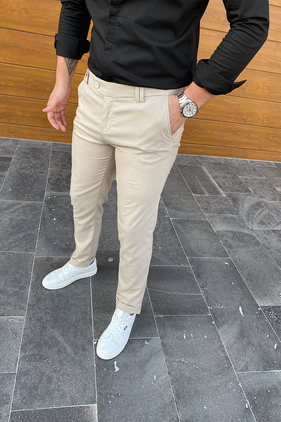 BEJ RENGİ DOUBLE PAÇA KLASİK PANTALON