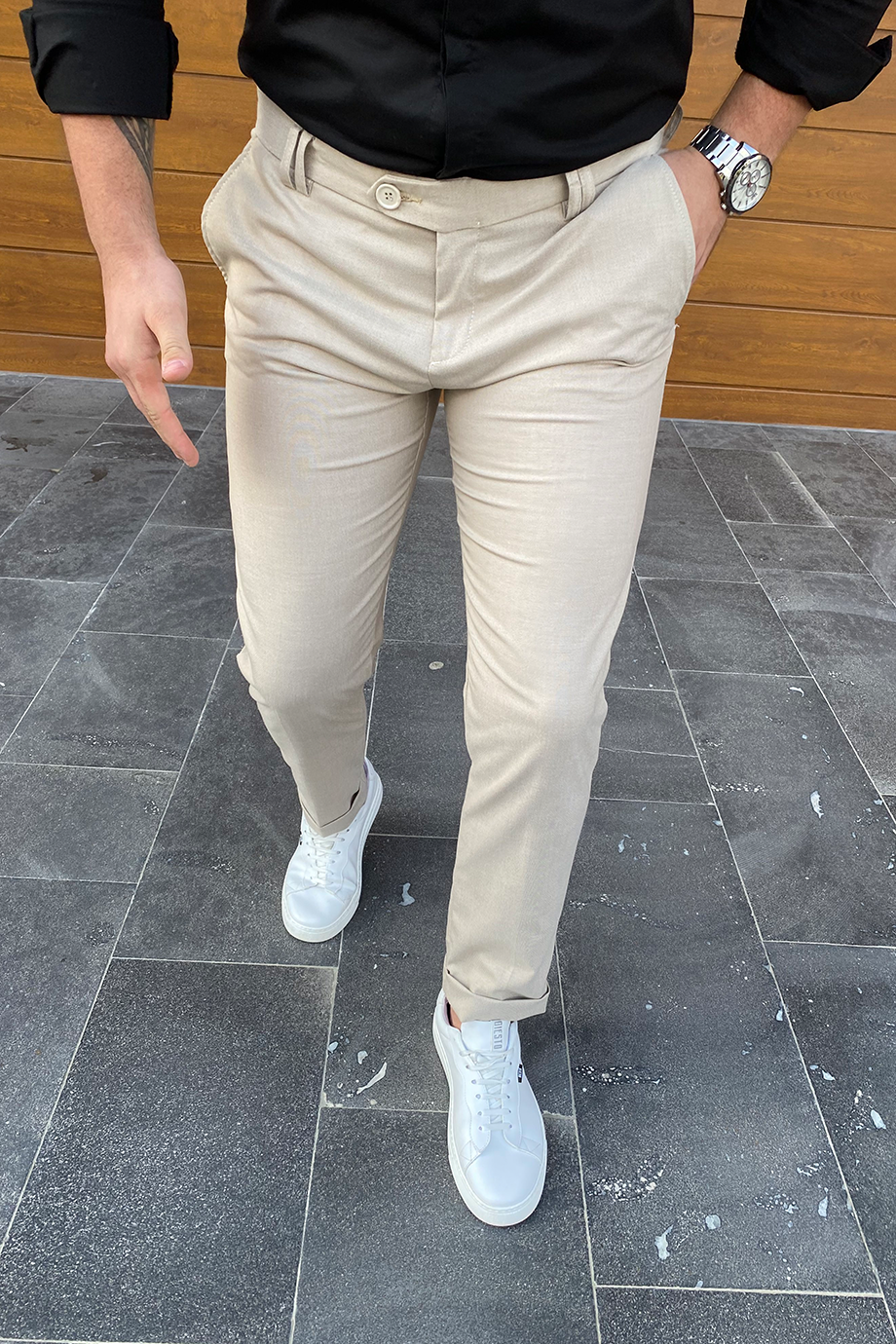 BEJ RENGİ DOUBLE PAÇA KLASİK PANTALON