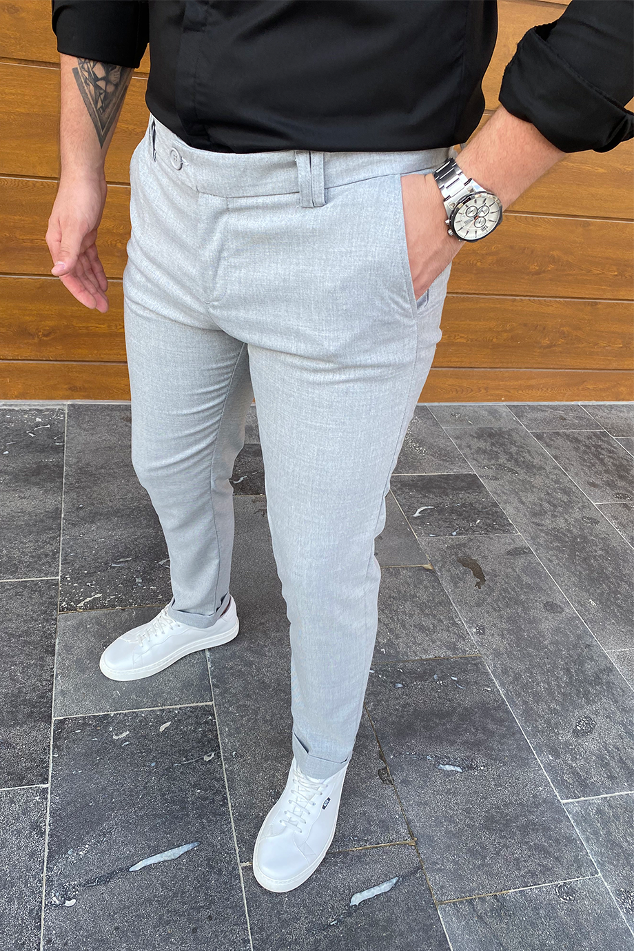 GRİ DOUBLE PAÇA KLASİK PANTALON