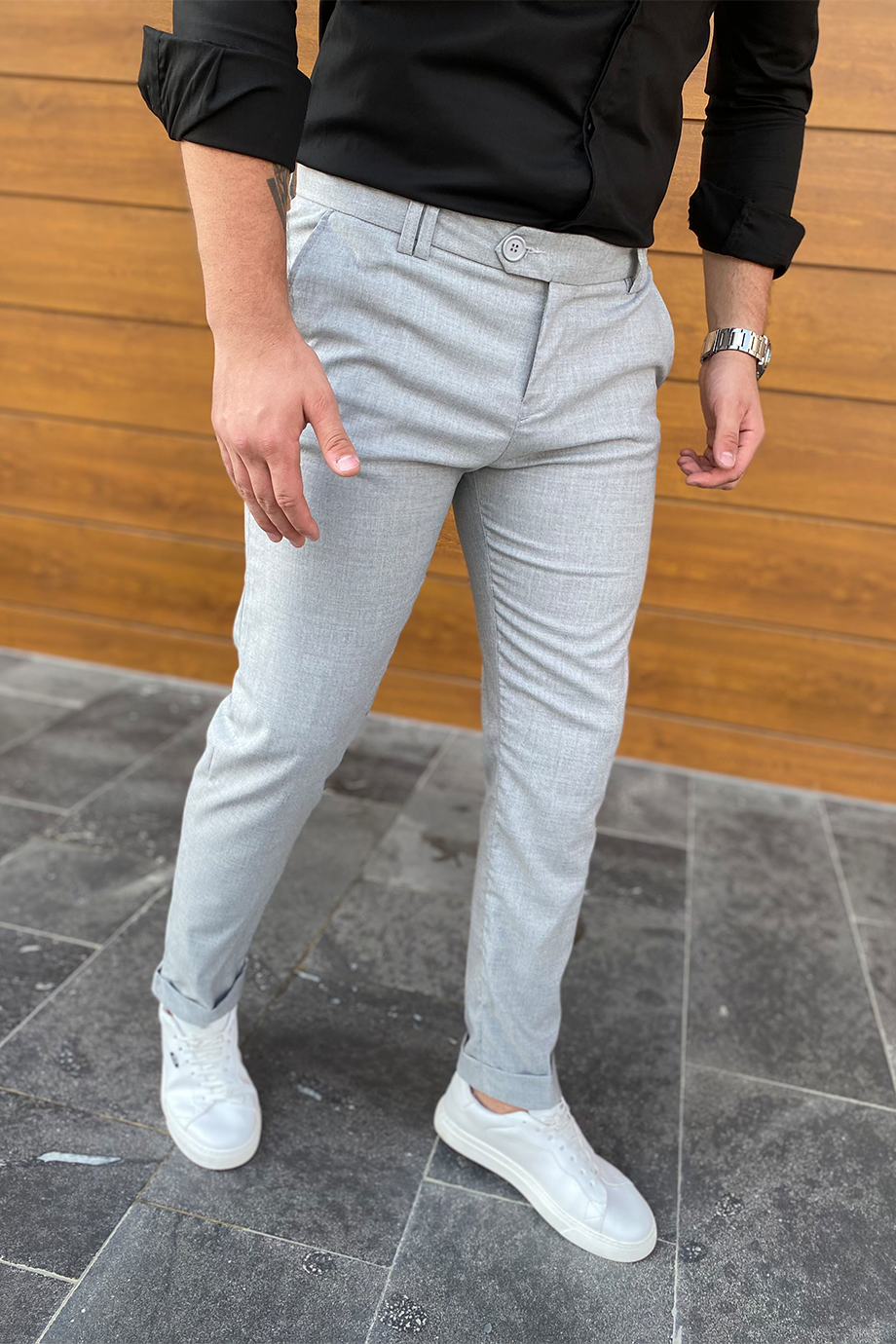 GRİ DOUBLE PAÇA KLASİK PANTALON