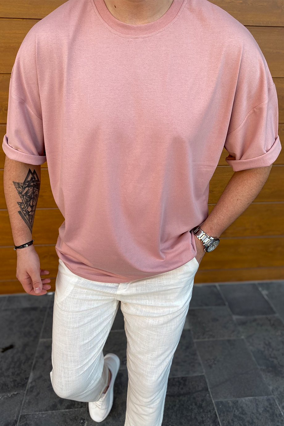 GÜL KURUSU OVERSIZE BASIC T-SHİRT