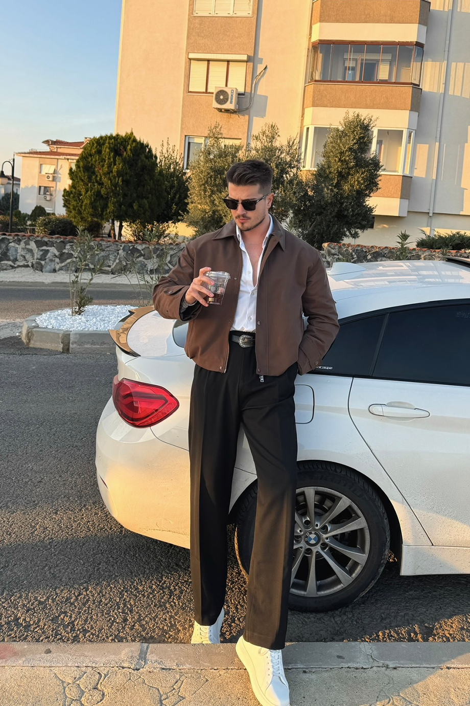 HAKİ PREMİUM DERİ YAKA OVERSİZE MONT