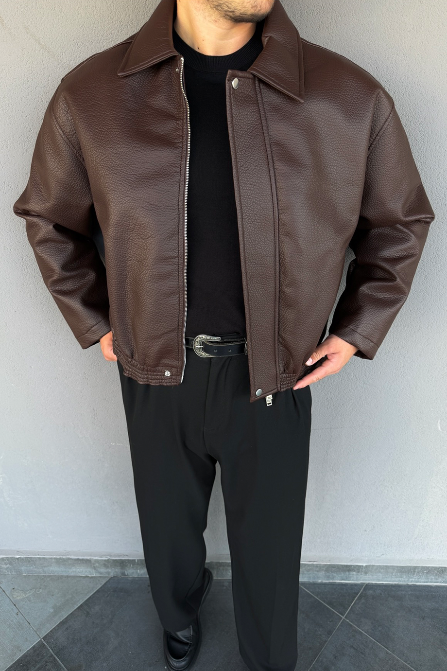 KAHVE OVERSIZE PREMİUM SERİ DERİ MONT