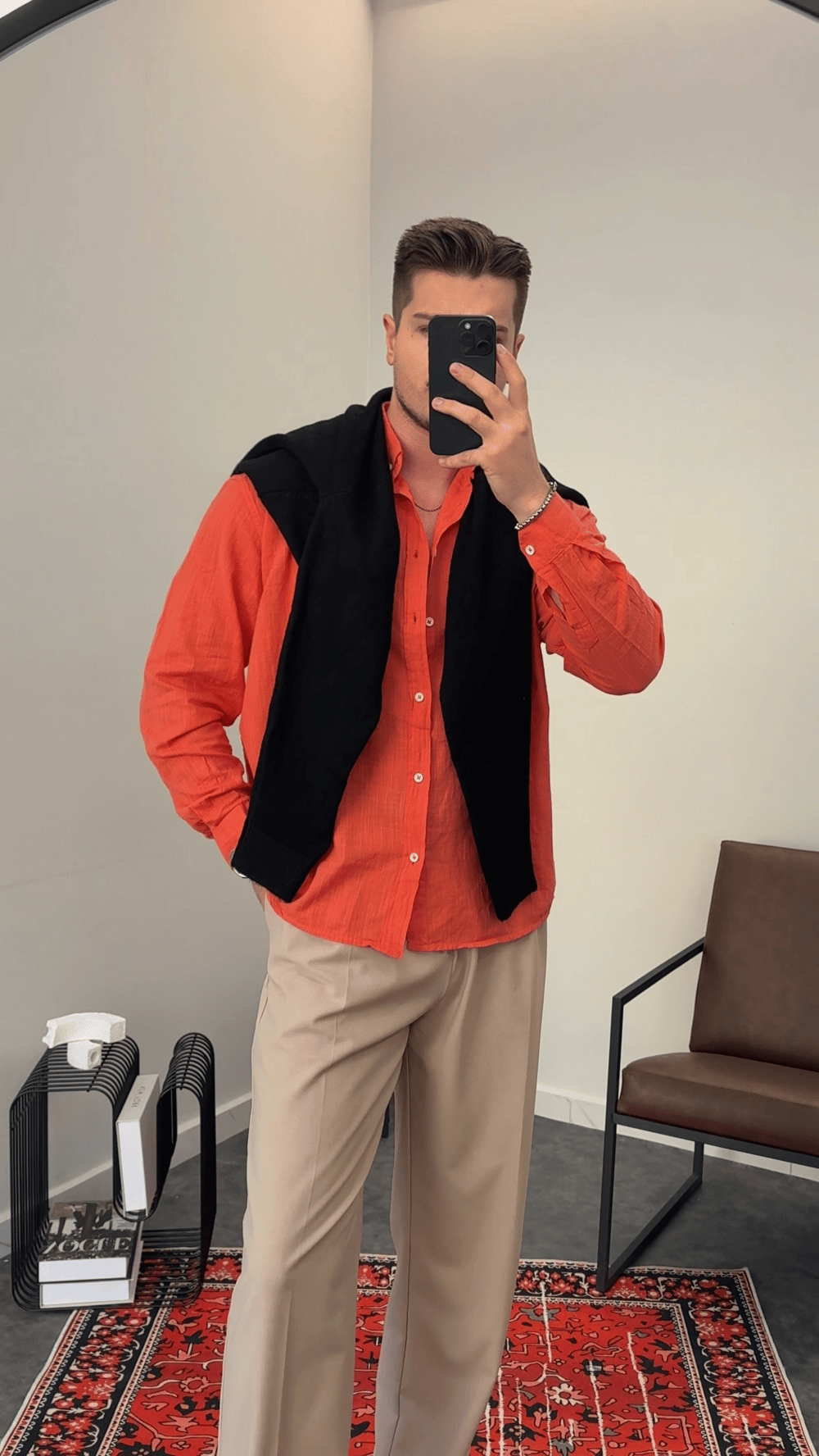 KİREMİT FRESH KETEN OVERSİZE KALIP GÖMLEK