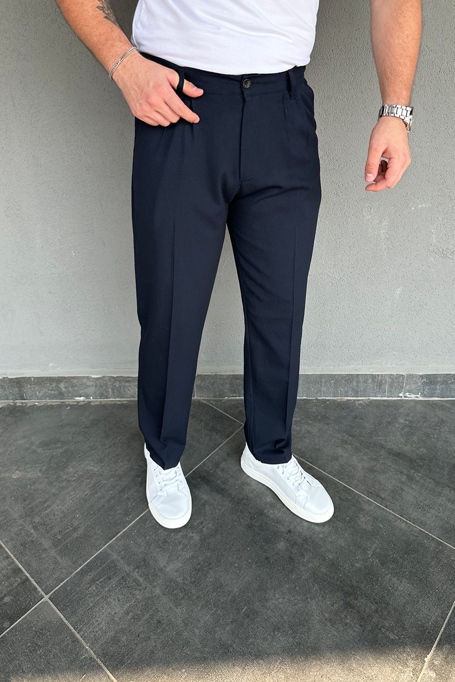 LACİVERT BAGGY KUMAŞ PANTALON