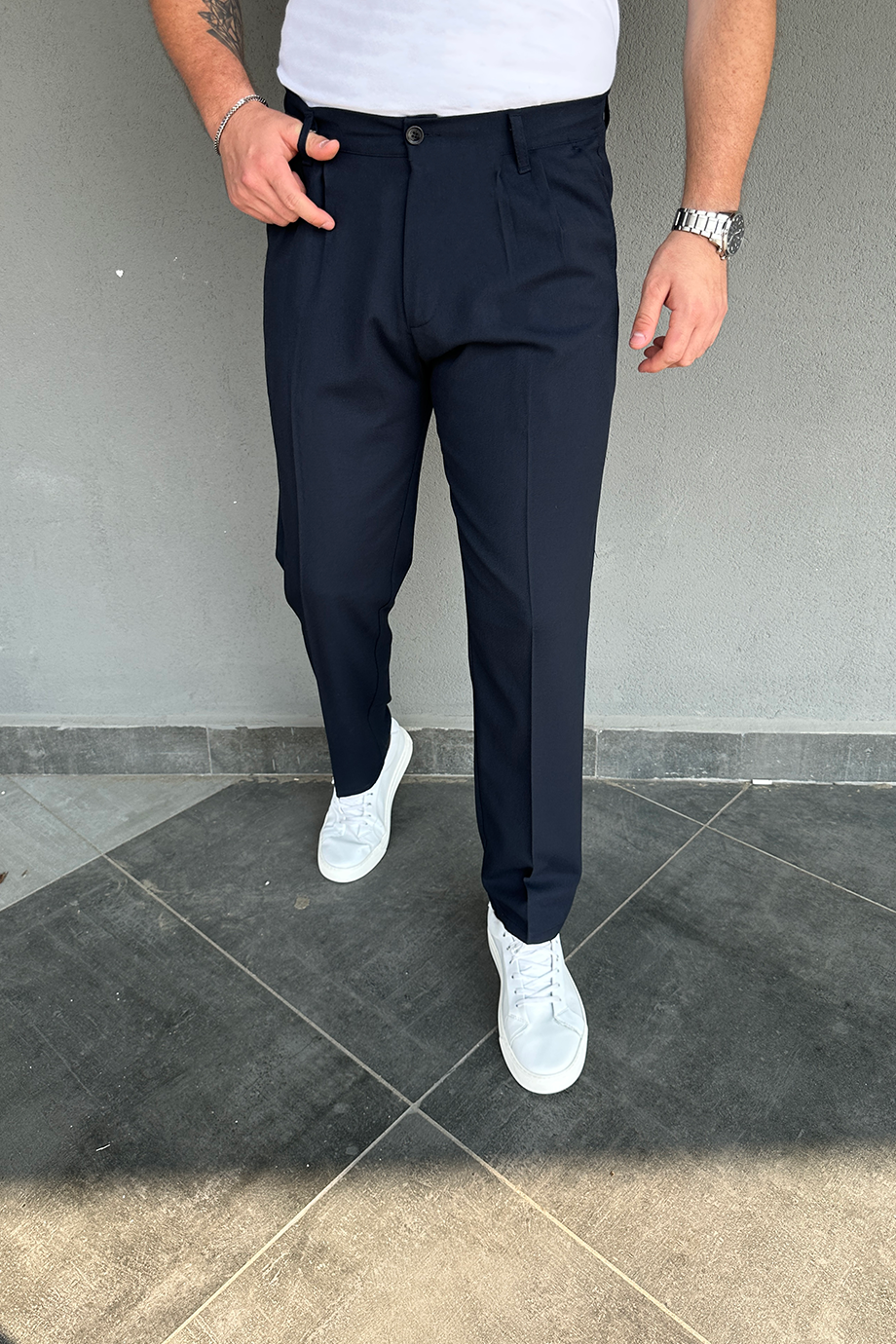 LACİVERT BAGGY KUMAŞ PANTALON