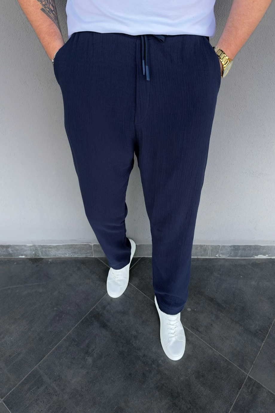 LACİVERT MÜSLİM KUMAŞ BAGGY PANTALON
