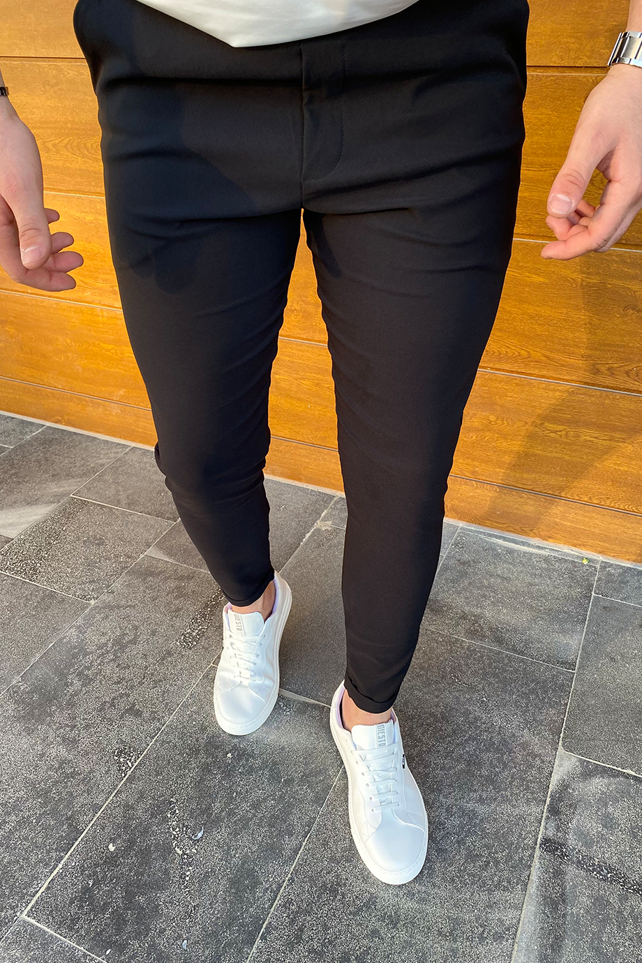 SİYAH DOUBLE PAÇA FULL LİKRALI PANTALON