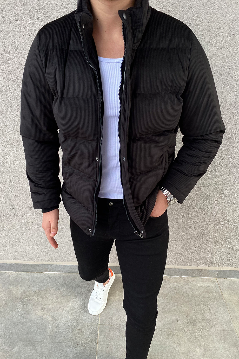 SİYAH KADİFE MONT