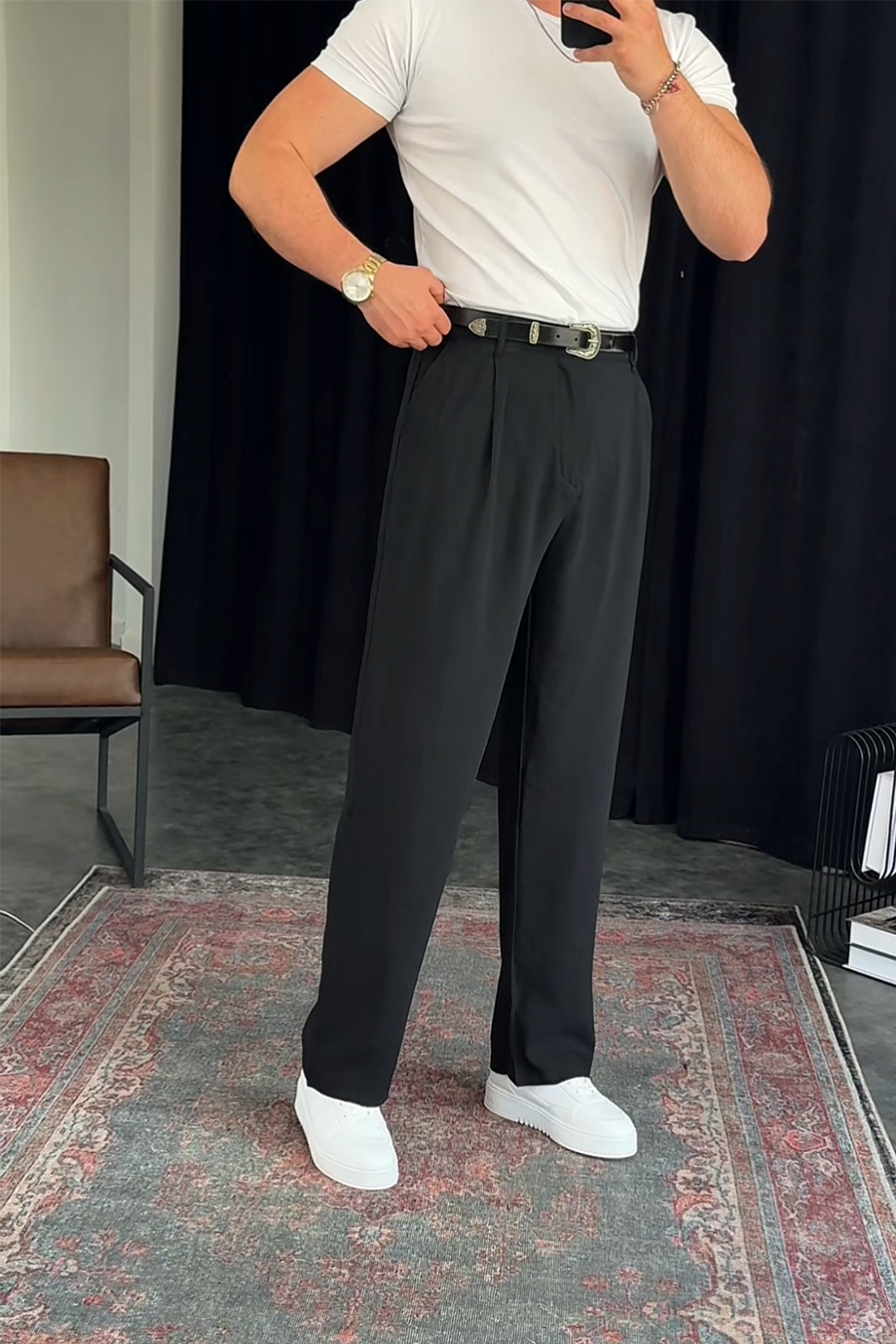 SİYAH MODAL KUMAŞ BAGGY PANTALON 