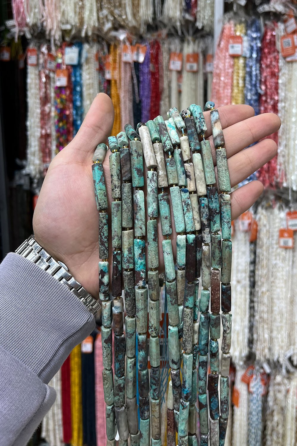 Afrika Turkuaz Taşı Köşeli Silindir Kesim 7x27mm Doğal Taş Dizi