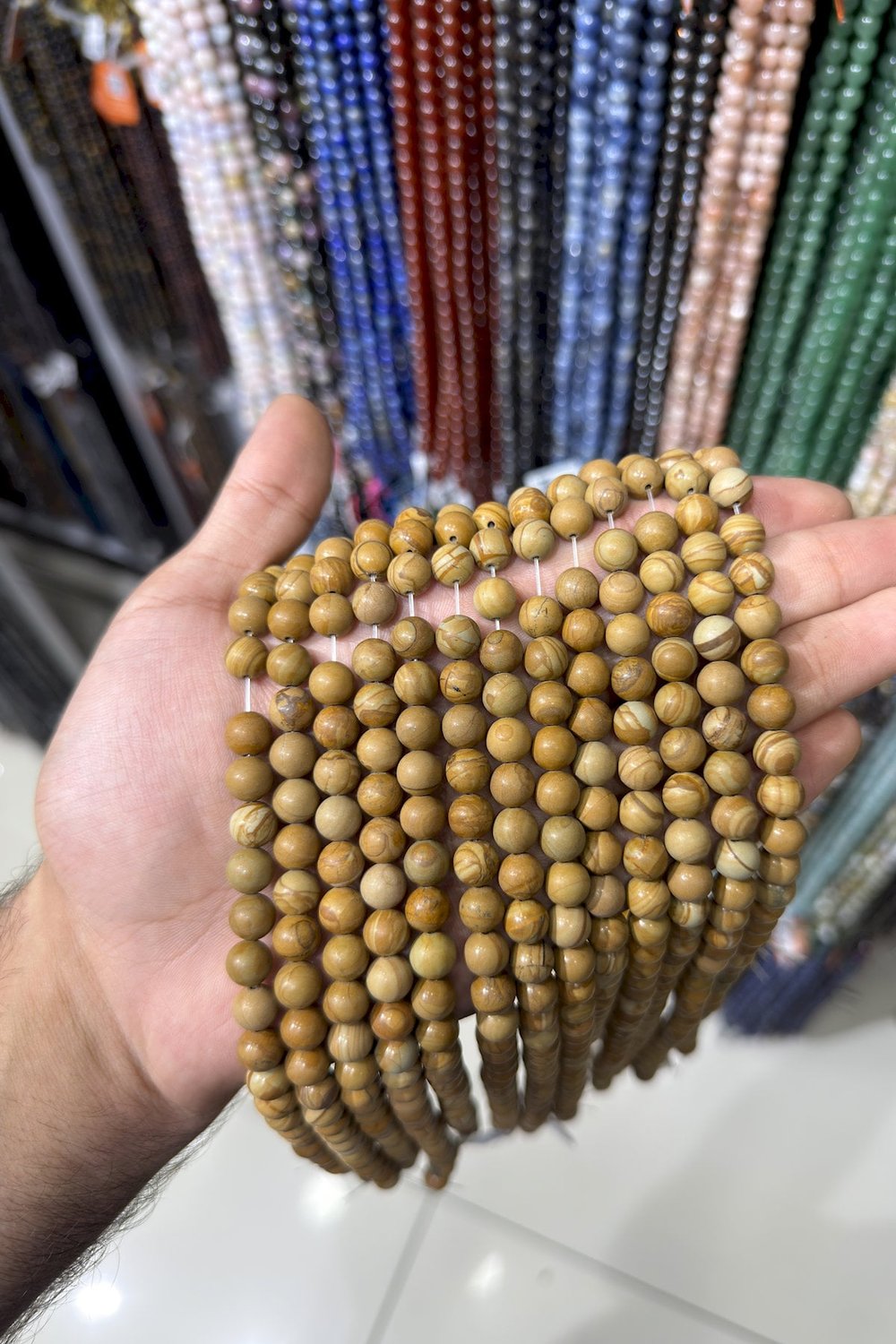 Ağaç Jasper Taşı Küre Kesim Mat Kahverengi 8mm Doğal Taş Dizi [AA]