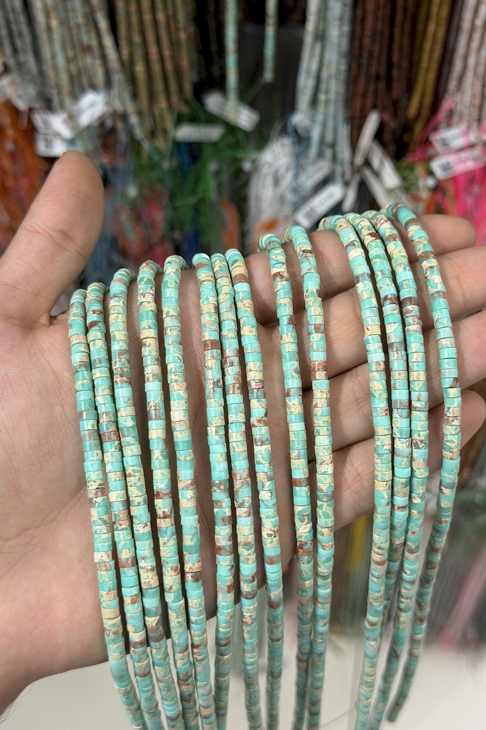 Agalmatolite Taşı Dore Kesim Parlak Su Yeşili 4x2mm Doğal Taş Dizi [AA]