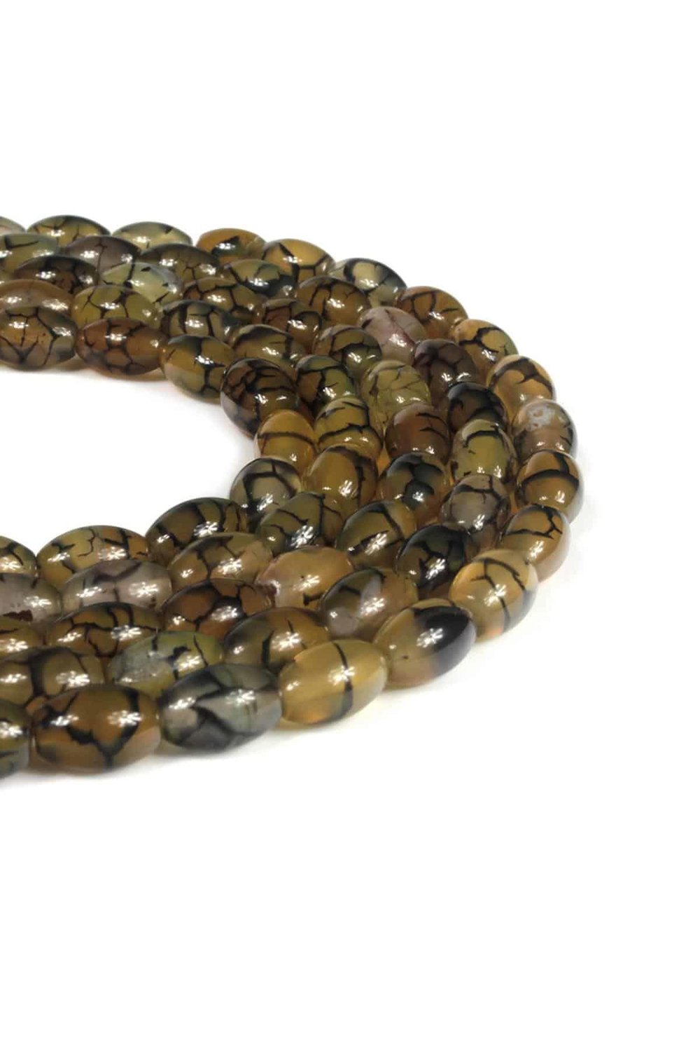Agate Natural Stone Barley Cut 6x9mm String Of Beads