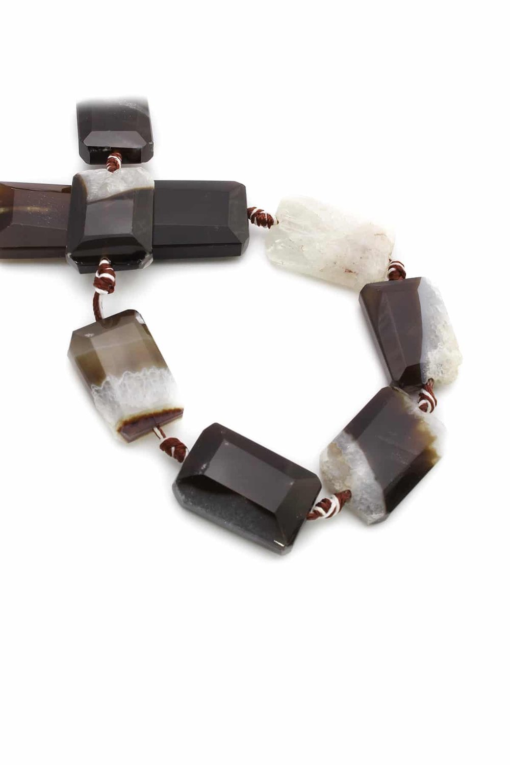 Agate Natural Stone Rectangular Cut String Of Beads