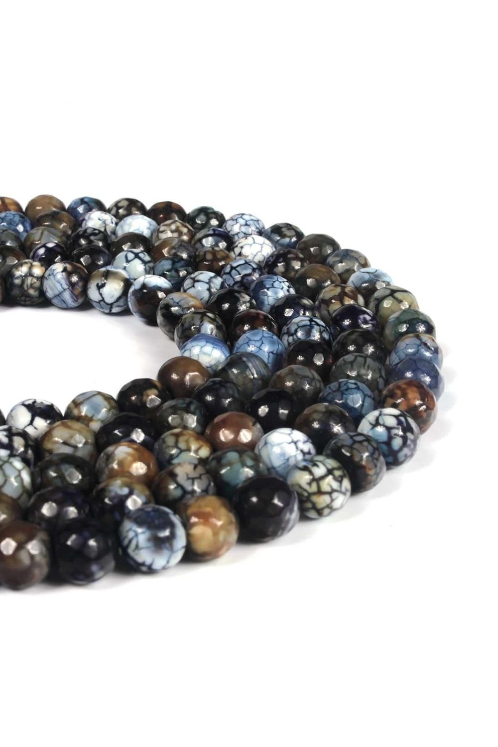 Agate Natural Stone Globe Facet Cut 8mm String Of Beads