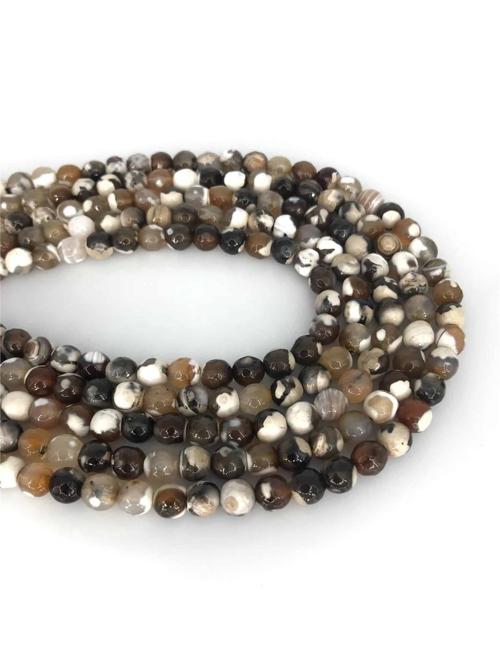 Agate Natural Stone Globe Facet Cut 8mm String Of Beads