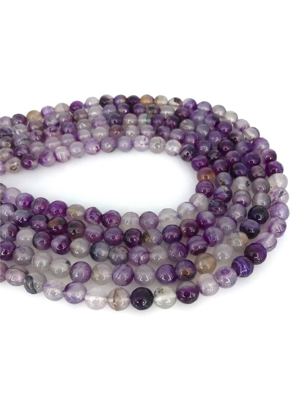 Agate Natural Stone Globe Facet Cut 8mm String Of Beads