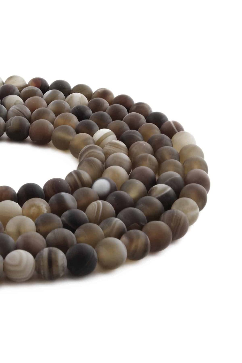 Agate Natural Stone Matte Light Brown Globe Cut 8mm String Of Beads