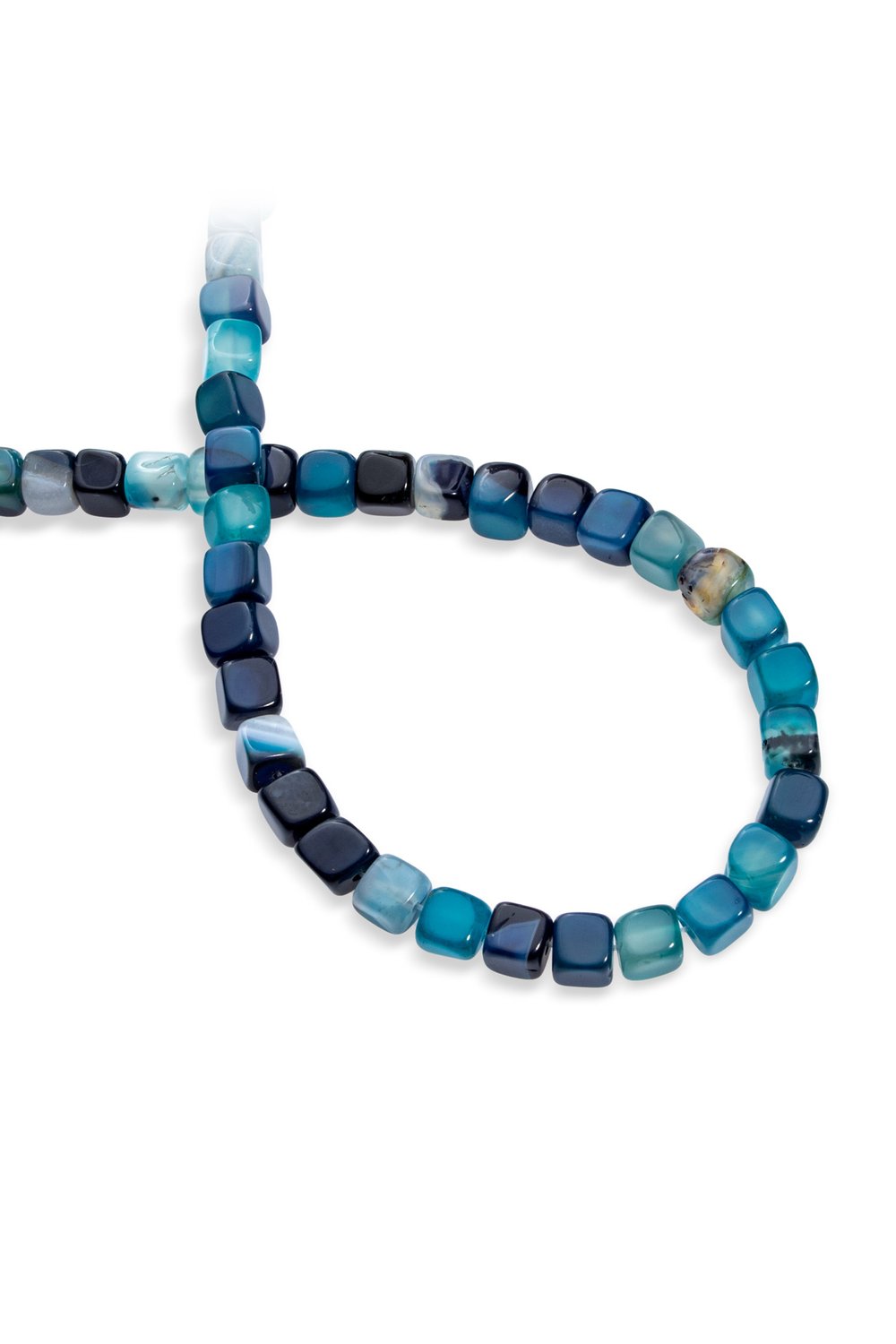 Agate Stone Cube-Cut Blue 7mm Bead Strand