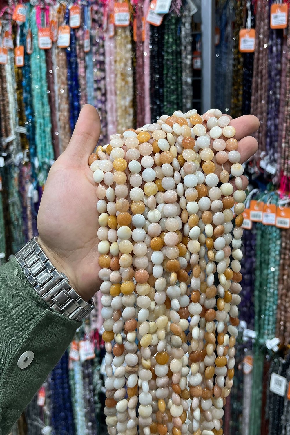 Akik Taşı Daire Kesim Parlak Açık Turuncu 10mm Doğal Taş Dizi [AB+]